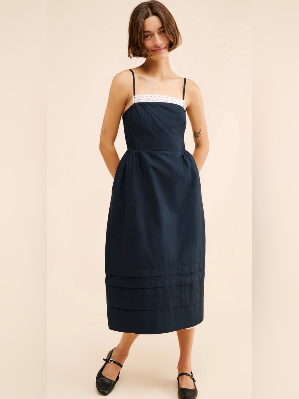 Anthropologie Sleeveless Poplin
Midi Dress in Black size Large